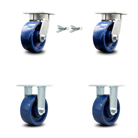 Service Caster 5 Inch Kingpinless Solid Poly Wheel Caster Swivel Locks 2 Rigid SCC, 2PK SCC-KP30S520-SPUR-BSL-2-R-2
